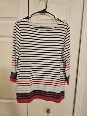 Talbots Hello Saturday Cotton Tunic Pullover Size Med 3/4 Sleeve